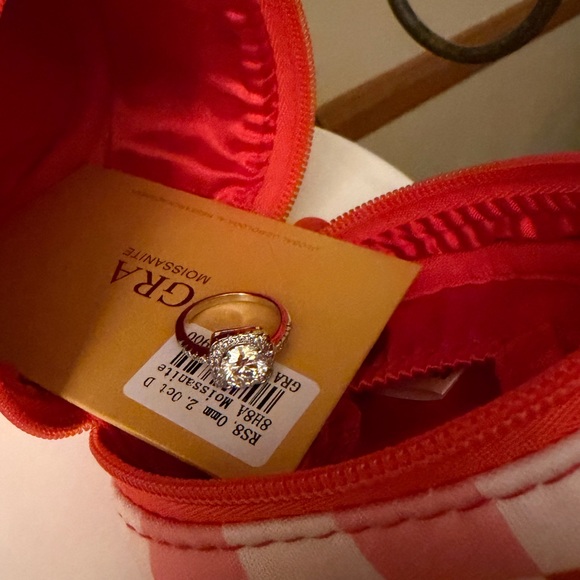 Moissanite Ring Sz. 8 & Jewelry Case. - Picture 7 of 9